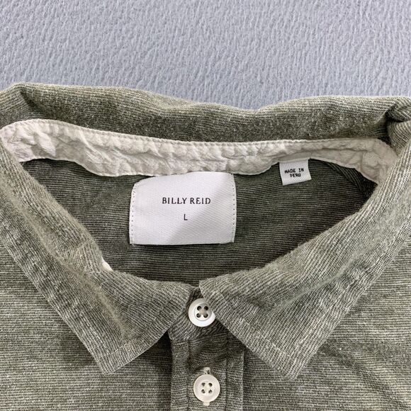 Billy Reid Polo Shirt Mens Large Green Pocket Cotton Blend Soft Casual Made Peru - Picture 4 of 12